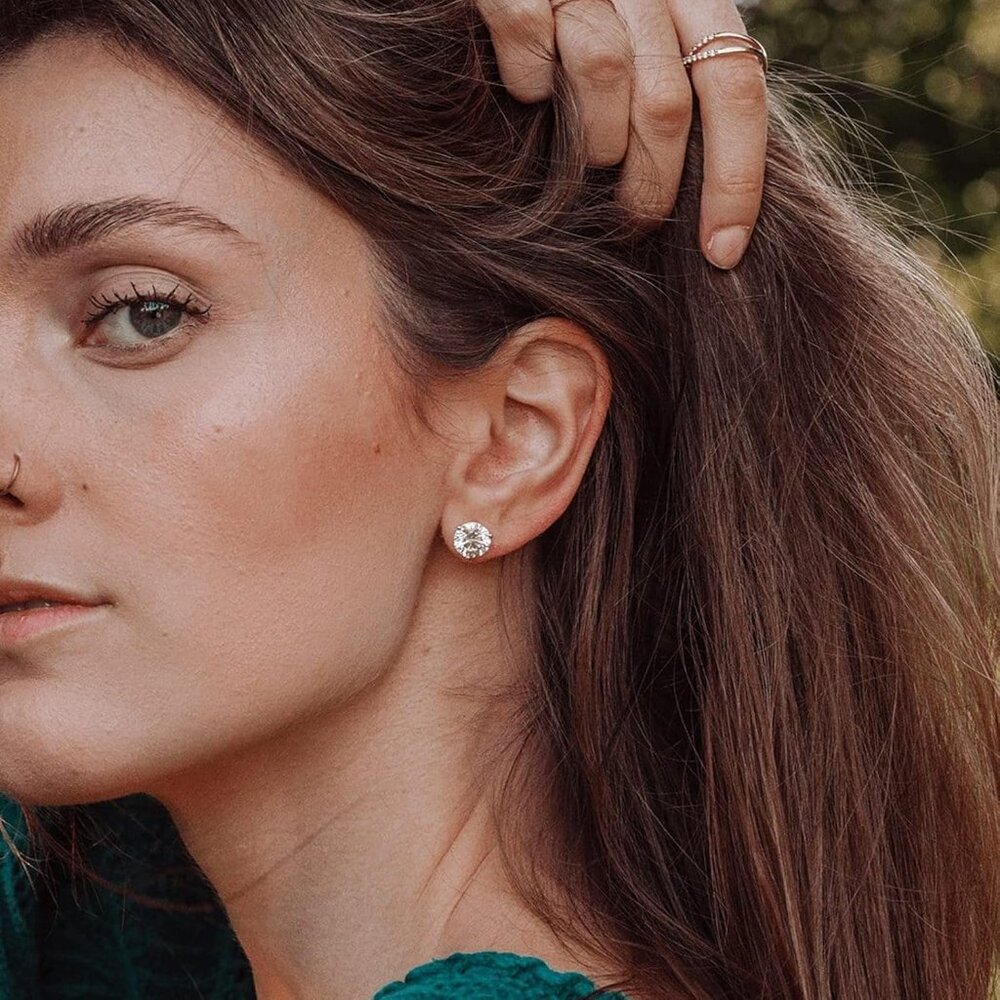 Threadless Flat Back Stud Earrings, 6 Pairs Titan… - image 7